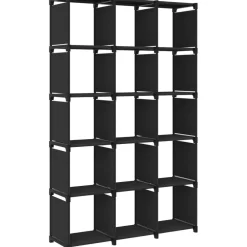 FinePRICE 15 kuution esittelyhylly musta 103x30x175,5 cm kangas Discount