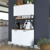 Aamiaiskaappi JE193, valkoinen/pähkinänruskea - Linento Furniture