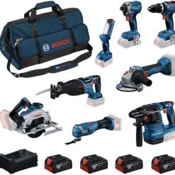 Akkukonesarja Bosch Professional GBH/GWS/GDR/GSB/GKS/GSA/GOP/GLI 8 osaa 18V 4x5,0 Ah akuilla + laukku - Bosch Power Tools Hot