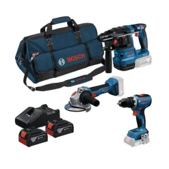 Akkukonesarja Bosch Professional GSB/GWS/GBH 3 osaa 18V 3x5,0 Ah akuilla + laukku - Bosch Power Tools Discount