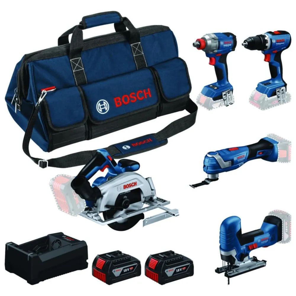 Bosch Power Tools Akkukonesarja Bosch Professional GSR/GDX/GKS/GOP/GST 5 osaa 18V 2x5,0 Ah akuilla + laukku Best