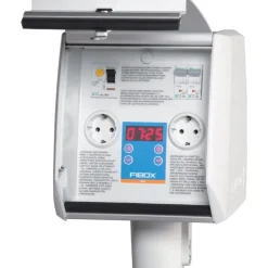 Fibox Alumiinipiharasia 2A2J1V_DAL, 2 x digitaalisella kellolla varustettua pistorasiaa Hot