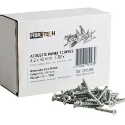 Asennusruuvit akustiikkalevyille, 4.2x30mm, harmaa, 100kpl - Fibrotech Discount