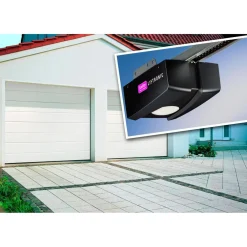 Isomatic Autotallin nosto-ovipaketti Nordic 2500x2000mm vaakauritettu + avaaja Liftronic 500 valkoinen