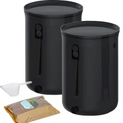 Bokashi Keittiökompostori Organko 2 Ocean tuplapakkaus 9,6 L musta - BioProffa Outlet