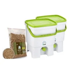 Bokashi keittiökompostori Organko tuplapakkaus 16 l valkoinen/vihreä - BioProffa New