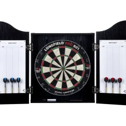 Darts-setti , taulu, kaappi ja tikat, musta - Longfield Online