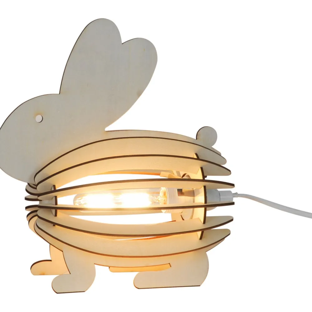 DIY-pöytävalaisin Rabbit 27cm E14 tee-se-itse puu - Heat New
