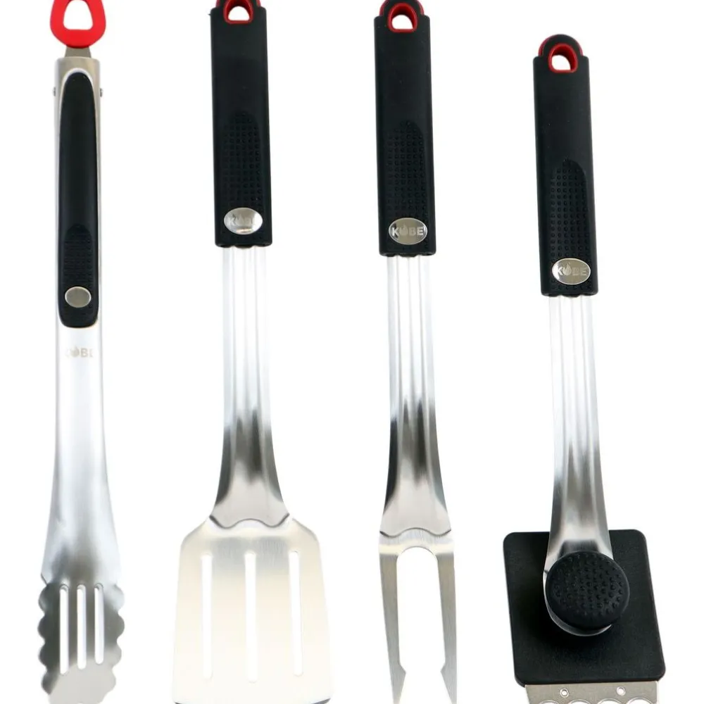 Grillivälinesetti Premium BBQ, 4-osainen, ruostumaton teräs - Kobe Online