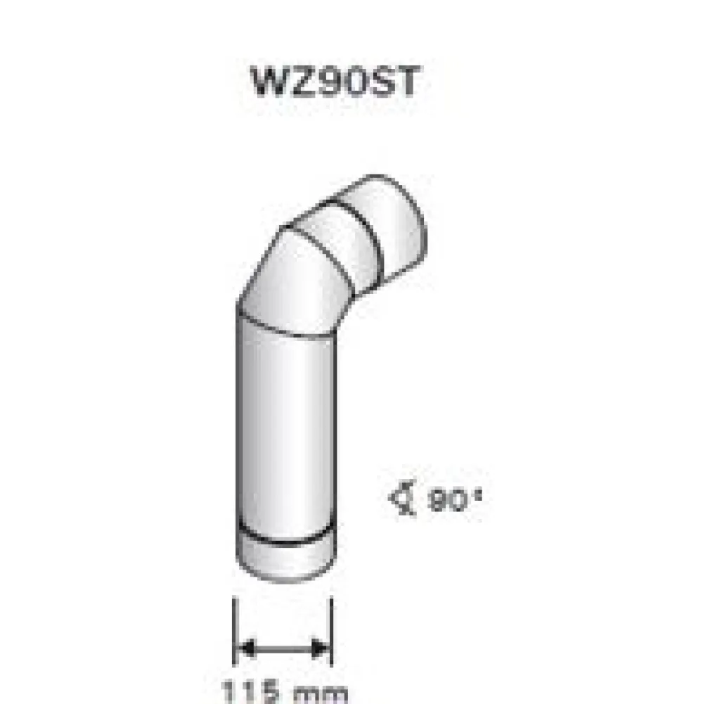 Hormin kulmaputki 90 astetta, RST 115 mm - Harvia Online