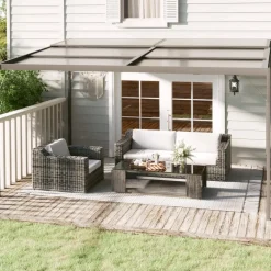 FinePRICE Huvimaja katolla 4x3x2,5 m alumiini ja teräs antrasiitti New