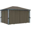 FinePRICE Huvimaja verhoilla 400x300 cm harmaanruskea alumiini