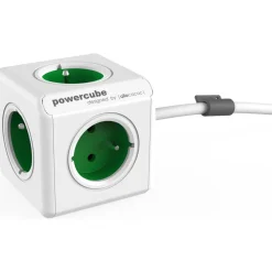 Jatkojohto PowerCube Extended 1,5m 5-osainen vihreä/valkoinen - Allocacoc Sale
