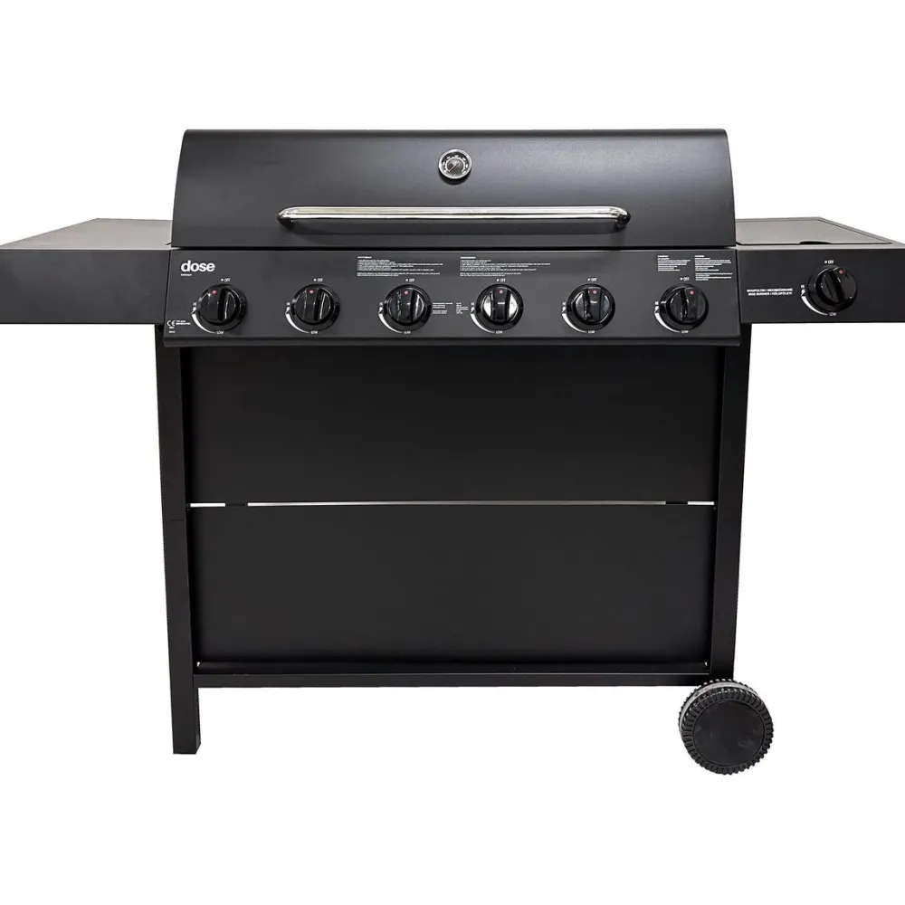 Kaasugrilli Barbeque 10141, 6 poltinta, sivukeitin, musta - Dose Online