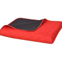 Kaksipuolinen tikattu päiväpeite punainen ja musta 170x210cm - FinePRICE Discount