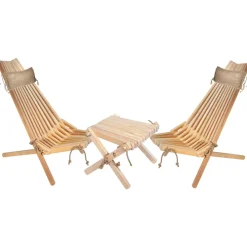 Kalusteryhmä , Ekotuoli 2 kpl+ niskatyyny 2 kpl+ Lilli-taso tervaleppä,natural - EcoFurn Best