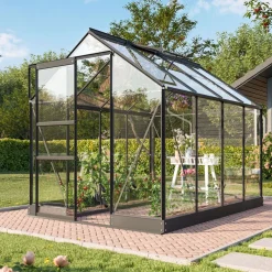 Vitavia Kasvihuone Apollo, lasi, musta, sokkelilla, eri kokoja New