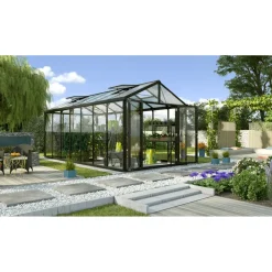 Kasvihuone Poseidon 13.8m² alumiinirunko musta - Vitavia Online