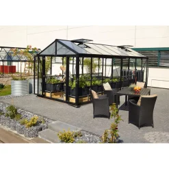 Kasvihuone Poseidon 15700 15,7 m² turvalasi/musta kennolevykatto - Vitavia Sale