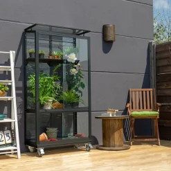 Vitavia Kasvihuone Urban 350, 0.35m², lasi, musta, pyörillä Clearance