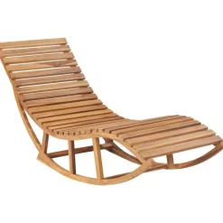 FinePRICE Keinuva aurinkotuoli 60x180x73 cm tiikki
