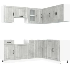 Keittiökaappisarja 11-osainen Lucca, suunniteltu puu, eri värejä (43837) - FinePRICE