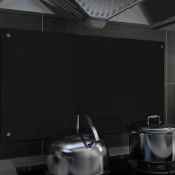 FinePRICE Keittiön roiskesuoja musta 90x50 cm karkaistu lasi Online