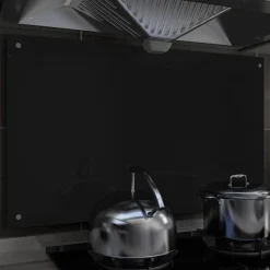 FinePRICE Keittiön roiskesuoja musta 100x60 cm karkaistu lasi Discount