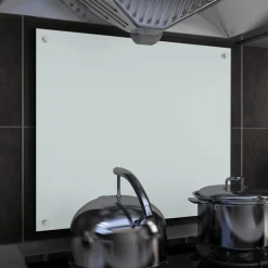 FinePRICE Keittiön roiskesuoja valkoinen 70x60 cm karkaistu lasi Discount