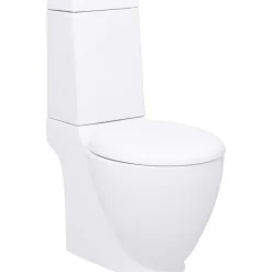FinePRICE Keraaminen WC-istuin pyöreä veden virtaus takaa valkoinen Discount