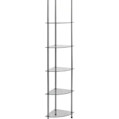 6-kerroksinen hylly läpinäkyvä 30x30x160 cm karkaistu lasi - FinePRICE Clearance
