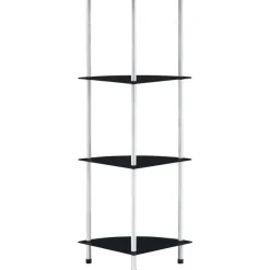 FinePRICE 4-kerroksinen hylly musta 30x30x100 cm karkaistu lasi Best