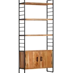 Kirjahylly 4 tasoa 80x30x180 cm täysi akaasiapuu - FinePRICE Online