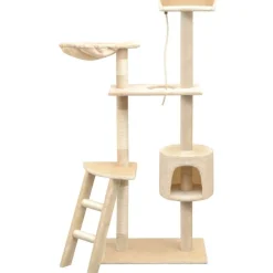 FinePRICE Kissan raapimispuu, sisal-pylväillä, 1 pesällä, 150cm, beige Outlet