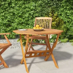 FinePRICE Kokoontaittuva puutarhapöytä 90x75 cm, täysi akaasiapuu Online