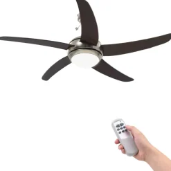 FinePRICE Koristeellinen tuuletinvalaisin valolla, 128 cm, ruskea Discount