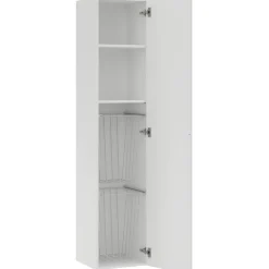 Korkea pyykkikaappi , 182x48cm, hyllyllä ja koreilla, eri vaihtoehtoja - Temal Best