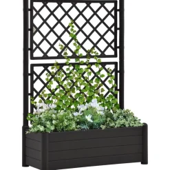 FinePRICE Kukkalaatikko säleiköllä 100x43x142 cm pp antrasiitti Hot