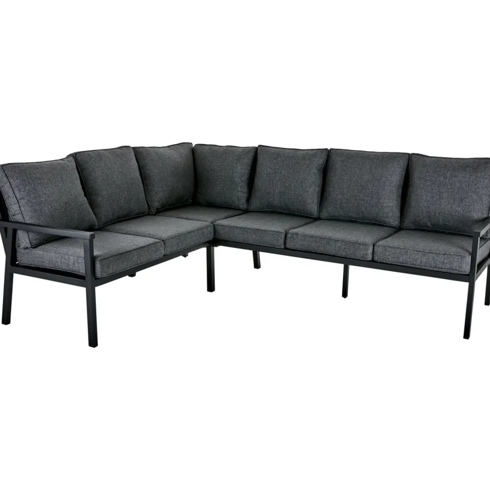 Kulmasohva terassille Rana, 6-istuttava, harmaa/musta - Brafab