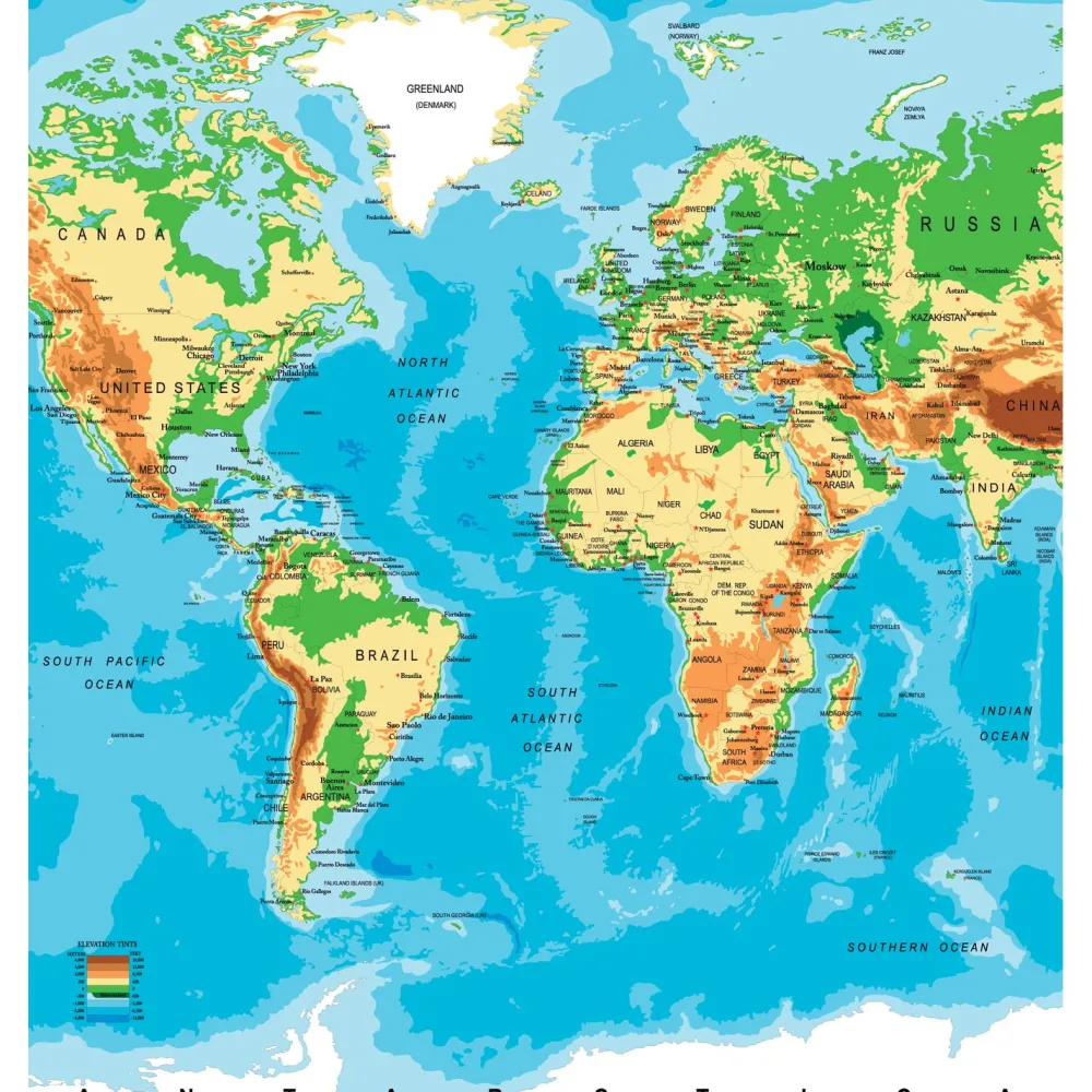 Kuvatapetti Dimex World Map, 225x250cm, monivärinen - Tapetit.fi Outlet