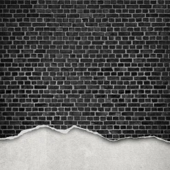 Rebel Walls Kuvatapetti Well-Worn Brick Wall Black, tiiliseinä, non-woven, mittatilaus Outlet