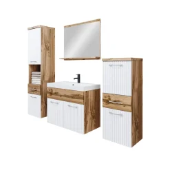 Kylpyhuoneen kalusteryhmä pesualtaalla ALBA MDF, beige/valkoinen (6241) - Nomla Best
