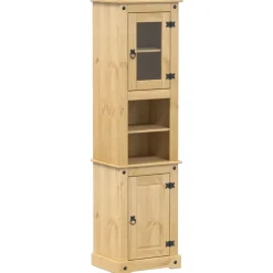 FinePRICE Kylpyhuoneen korkea kaappi Corona 50x40x185 cm täysi mänty (02792) Hot