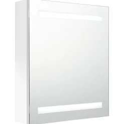 FinePRICE Kylpyhuoneen LED-Peilikaappi kiiltävä valkoinen 50x14x60 cm (26486) Discount