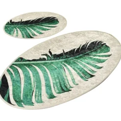 Linento Kylpyhuonemattosetti Floret, 2kpl, beige/vihreä Online