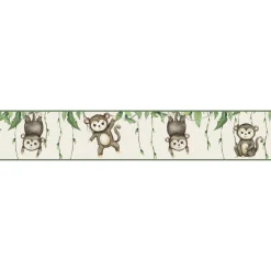 Lastenhuoneen boordi Kids Walls 45853, vinyylipinta, 0.18x5m, viidakko, ruskea - Tapetit.fi Clearance