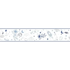 Tapetit.fi Lastenhuoneen boordi Kids Walls 45849, vinyylipinta, 0.18x5m, avaruus, sininen