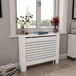 FinePRICE Lämpöpatterin suojat 2 kpl valkoinen 112x19x81,5 cm mdf Sale