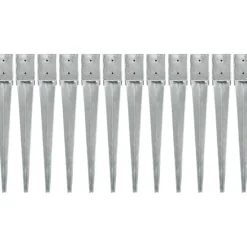 Maapiikit 12 kpl hopea 10x10x76 cm galvanoitu teräs - FinePRICE Clearance