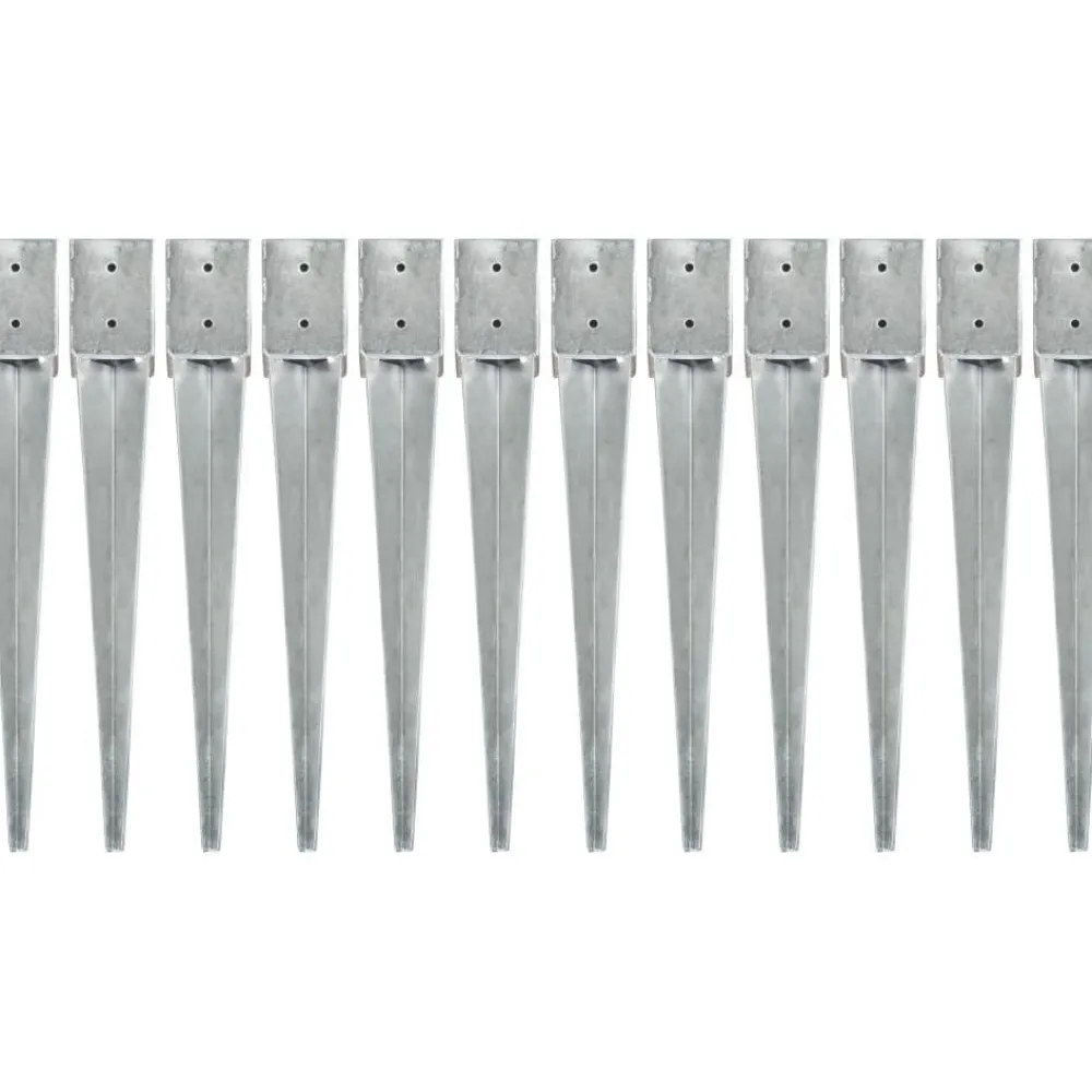 Maapiikit 12 kpl hopea 10x10x76 cm galvanoitu teräs - FinePRICE Clearance